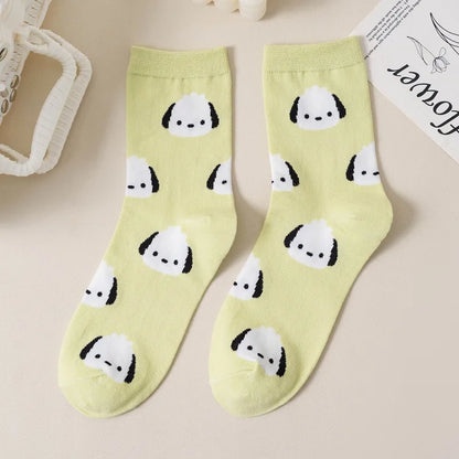 Pochacco Cartoon Cotton Socks Sanrio Combed Cotton Stockings Cute Puppy Girls Stockings Children Cotton Warmer Sock