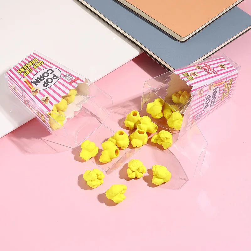 1PCS/16PCS Popcorn Boxed Eraser Student Supplies Gifts Cartoon Eraser Primary School Students Creative Kindergarten Stationery