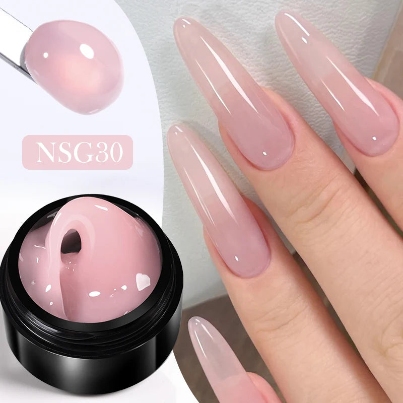BORN PRETTY 15ml Clear Non Stick Hand Extension Gel Nail Polish for 3D Shaping Nail Art Solid Milky Jelly Hard Gel for Fake Nail