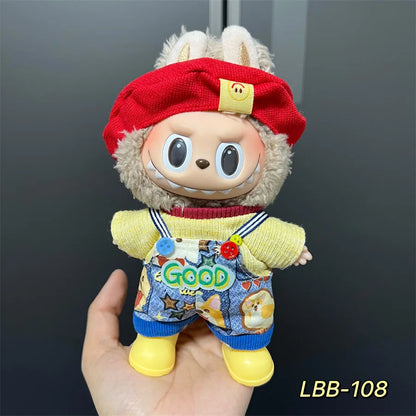 Labubu can wear baby clothes vinyl cloth 17cm doll cute change casual suit skirt plush clothes