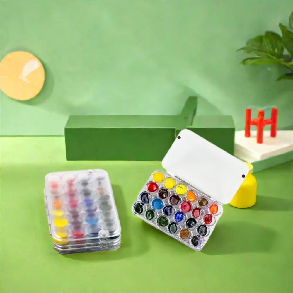 Art Supplies 24 Grids Mini Watercolor Palette Transparent Acrylic Watercolor Paint Tray Empty Sealed Paint Box Travel