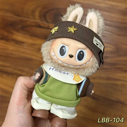 Labubu can wear baby clothes vinyl cloth 17cm doll cute change casual suit skirt plush clothes