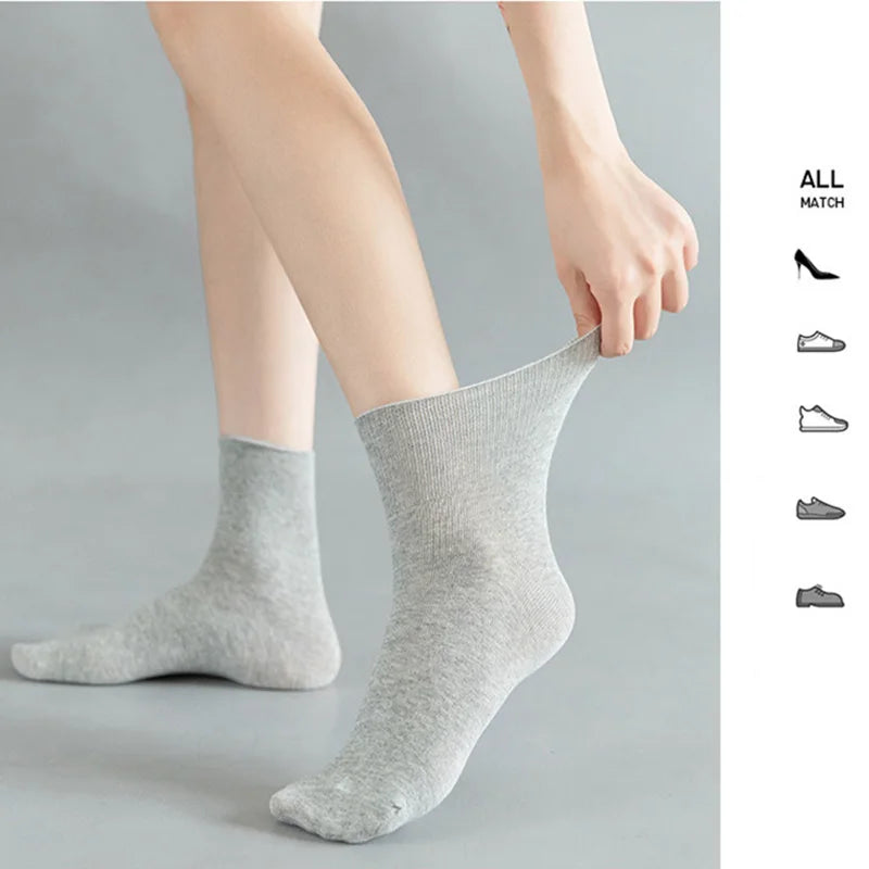 Women's 5 Pairs Quality Cotton Diabetic Middle Socks Comfortable Loose Mouth  Plus Size48,49,50 Older Men's Diabetic Socks Meias