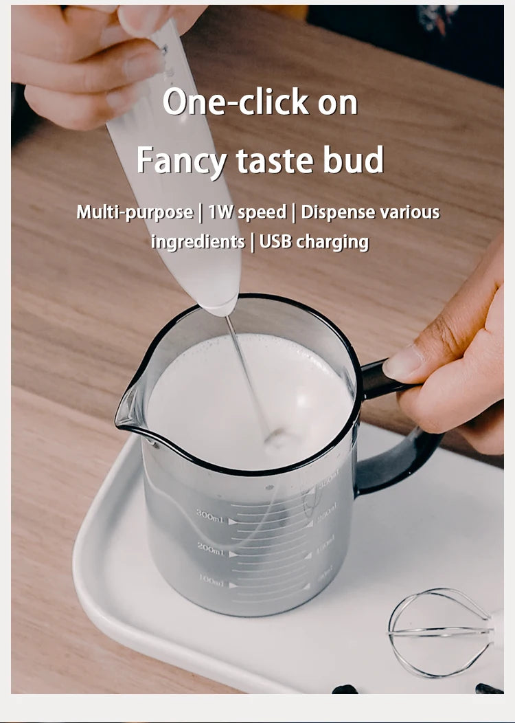 BINCOO Electric Milk Foamer Blender Stainless Steel Handheld Milk Frother Wireless Coffee Whisk Mixer Egg Beater Kitchen Tools