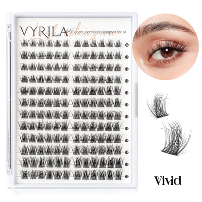 VYRILA Lash Extension Kit Wispy C Curl Lash Clusters Kit Hush 8-16mix Individual Lashes with Lash Bond and Seal Lash Tweezers