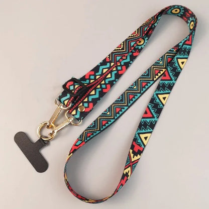 Mobile Phone Clip Antilost Retro Pattern Strap Crossbody Long Straps Adjustment Length Hanging Universal Neck Lanyard for iPhone