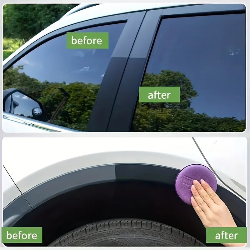 Tire Shine & Plastic Repair Paste - Removes Scratches/Oxid, Restores Shine for Tires/Trim with UV Protect, 5-Min Fix