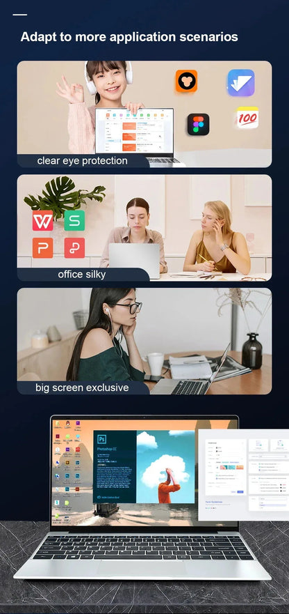 Laptop Computer 14.1" Intel 12GB RAM 1TB 2TB SSD Windows 11 Notebook Office Learn Recreation Entertainment Portable Laptops