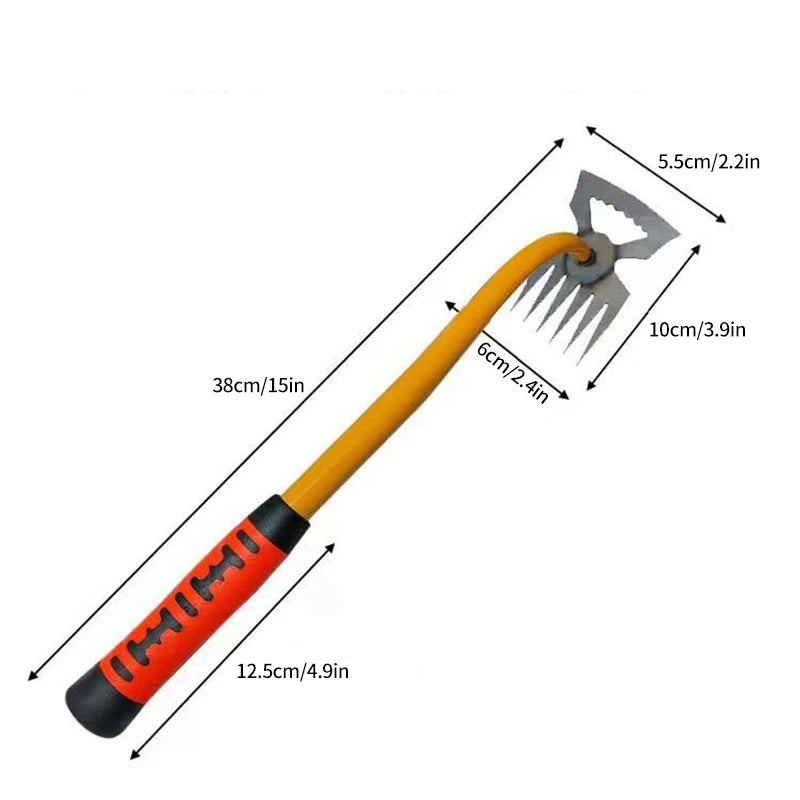 2 in 1 Garden Weeder Rake 4/5/6/11Teeth Agricultural Rake Crescent Shaped Hoe Loosening Soil Digging Agricultural Tool