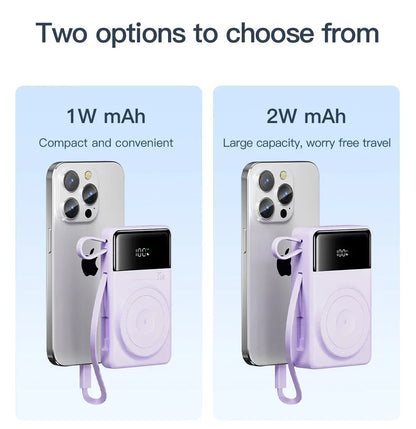 New Portable Built in Cables Magnetic Wireless Power Bank PD35W Fast Charging 20000mAh Large Capacity Powerbank for iPhone 16 15