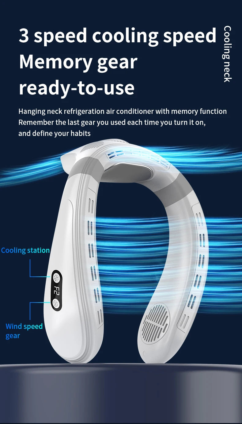 New Wearable Neck Fan Hanging Neck Fan Rechargeable Semiconductor Cooling Bladeless Fan Outdoor Personal Fan Wearable Cooler