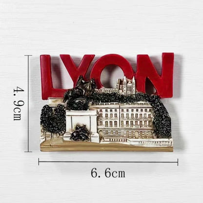 Europe France Lyon Strasbourg Marseille Resin 3D Fridge Magnets Tourism Souvenir Refrigerator Sticker