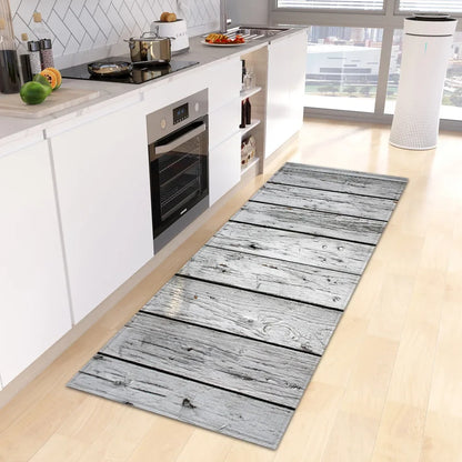 VIKAMA Retro Creative Wooden Long Floor Mats Modern Chinese Kitchen Carpet Bathroom Floor Mats Hallway Floor Mats Home Decor
