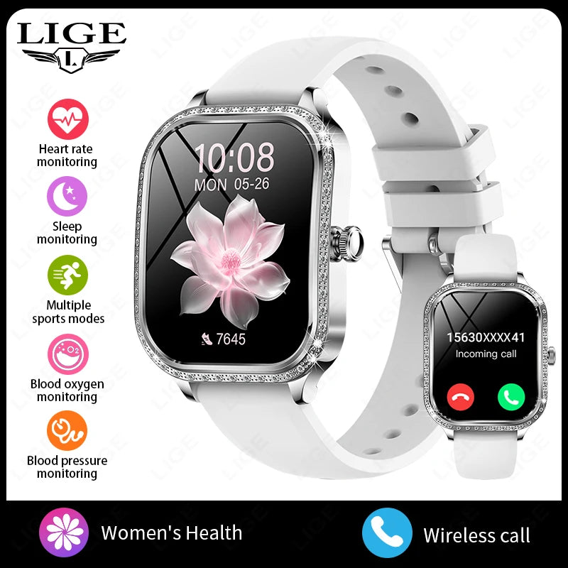 LIGE Fashion Ladies Smartwatch Women's Health Bluetooth Call Waterproof Watches Health Sports Best Friend's Smartwatch Adult