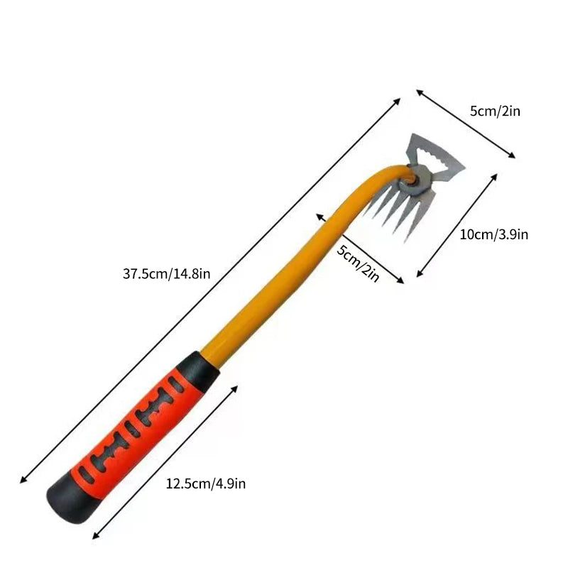 2 in 1 Garden Weeder Rake 4/5/6/11Teeth Agricultural Rake Crescent Shaped Hoe Loosening Soil Digging Agricultural Tool