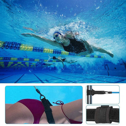 Swimming Belts Stationary Swim Trainer Swim in Place Resistance Bands Swimming Elastic Rope