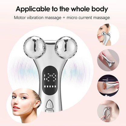 4D Roller Facial Massager EMS Face Lift Device V-Face Slimmer Skin Tightening Double Chin Remover Eye Care Massage Beauty Roller