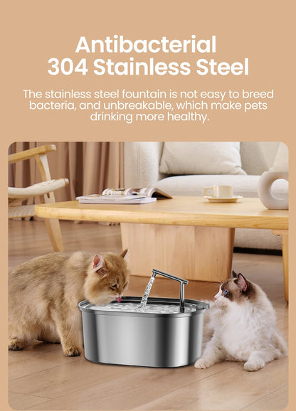 ROJECO Stainless Steel Cat Water Fountain Automatic Pet Water Dispenser Cat Drinking Fountain Auto Drinker For Dogs Accessories