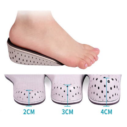 Height Increase Half Shoe Insoles Heel Insert Sports Shoes Pad Cushion Arch Support Unisex 2-4 CM Invisible Heighten Sole Insole