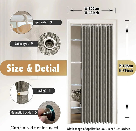 Magnetic Door Curtain Pleated Door Curtain Folding Door Curtains Accordion Door Closet Door Curtain Invisible Applicable