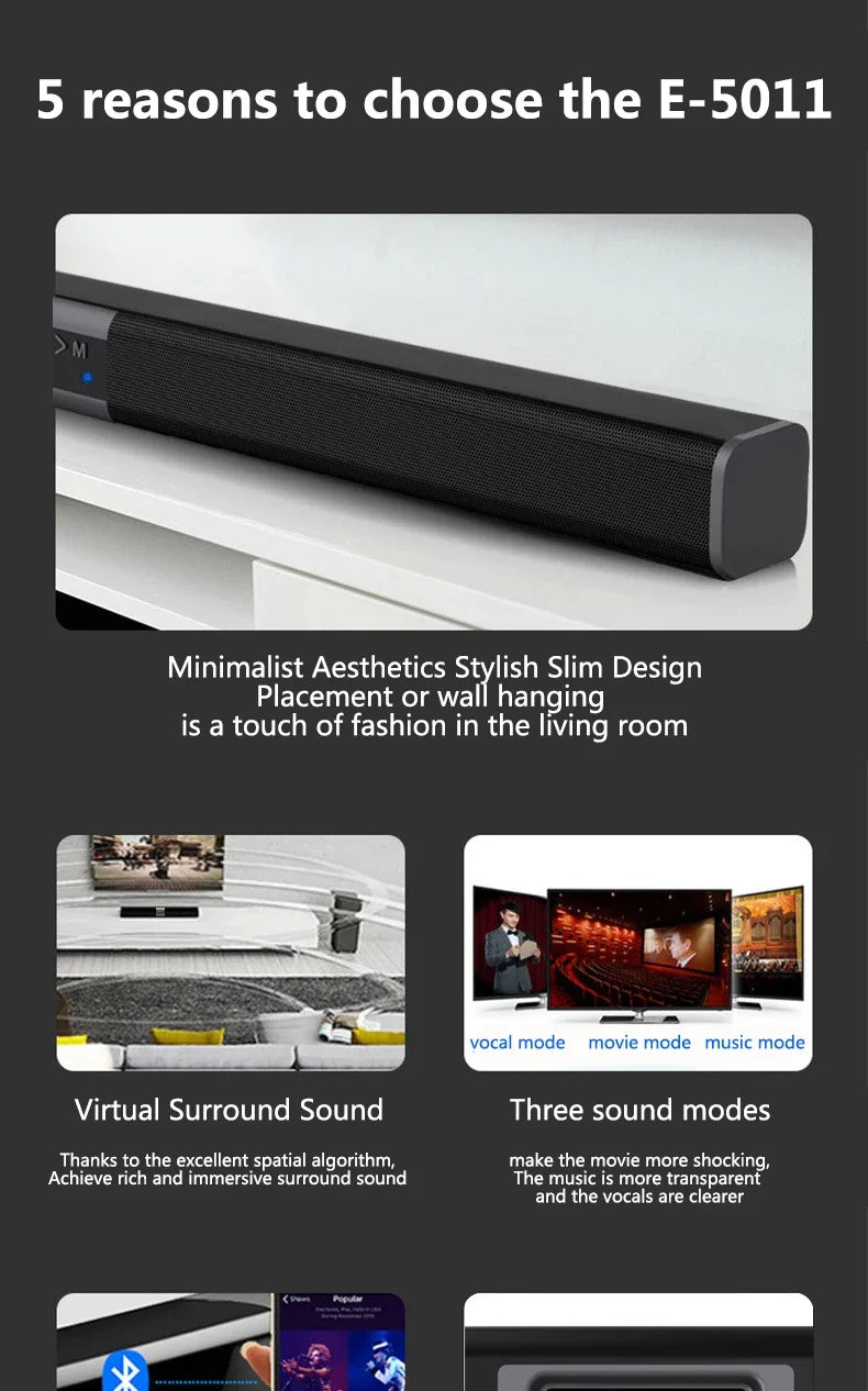 6D surround sound home theater speaker system mobile phone bass wireless Bluetooth speaker long TV soundbar speaker TF/AUX/USB