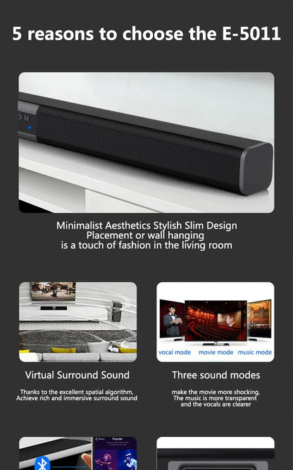 6D surround sound home theater speaker system mobile phone bass wireless Bluetooth speaker long TV soundbar speaker TF/AUX/USB