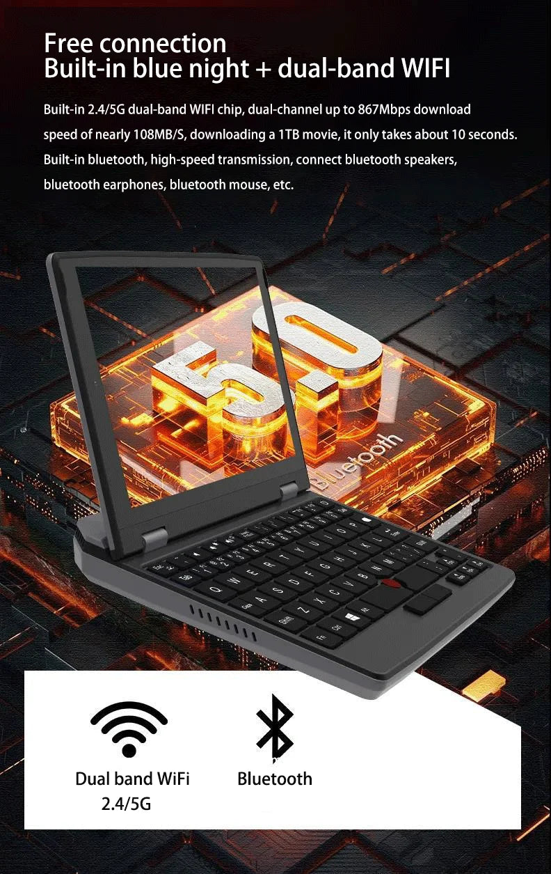 7 Inch Mini Laptop N100 Notebook IPS Touch Screen Portable Netbook Win 11 Pro Mini PC Micro Computer Bluetooth 4.2 16G 1TB