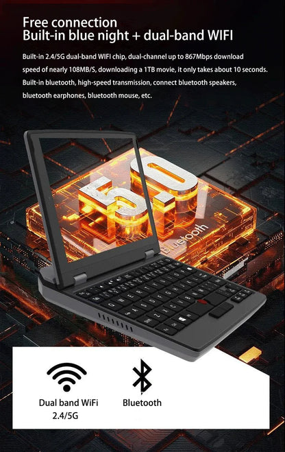 7 Inch Mini Laptop N100 Notebook IPS Touch Screen Portable Netbook Win 11 Pro Mini PC Micro Computer Bluetooth 4.2 16G 1TB