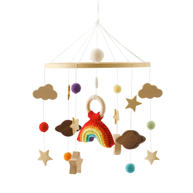 Baby Mobile Crib Bed Bell Musical Rattles Toys Soft Felt Cartoon Animal for Infants Nursery Mobiles Forest Animals Crib Toys
