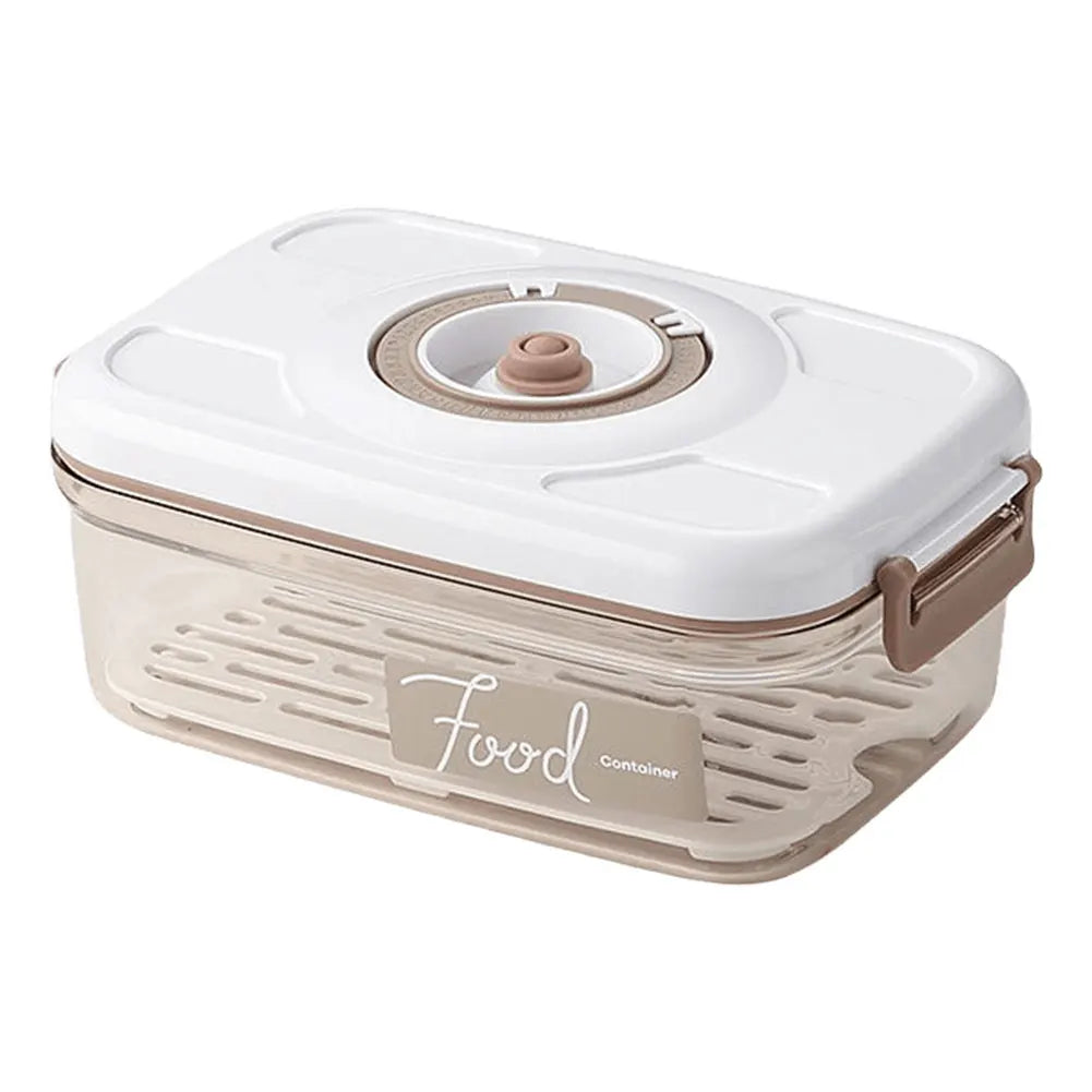 Food Vacuum Storage Box with Removable Drain Plate Fresh Container Airtight Fridge Organizer for Fruit Vegetables Bread Snacks