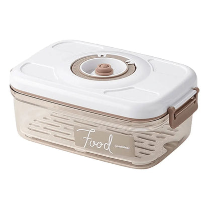 Food Vacuum Storage Box with Removable Drain Plate Fresh Container Airtight Fridge Organizer for Fruit Vegetables Bread Snacks