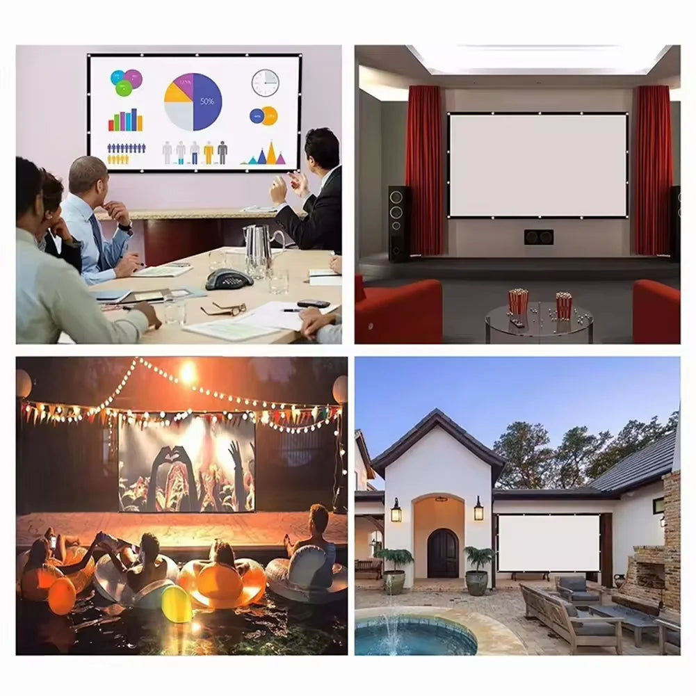 16:9 Portable Projector Screen Simple Projector Curtain 72/84/100/120/150 inch HD Display Screen Home Cinema Theater Movie Home