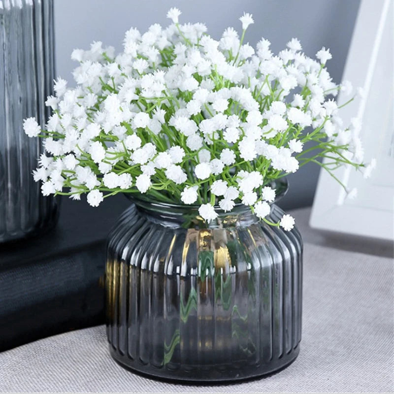 White Babys Breath Flowers Artificial White Fake Flowers Gypsophila DIY Floral Bouquets Arrangement Wedding Home Decor