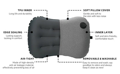 Inflatable Camping Pillow with Removable Washable Cover,Travel Pillow for Neck Support,Hiking,Backpacking,Office,Airplane,Car