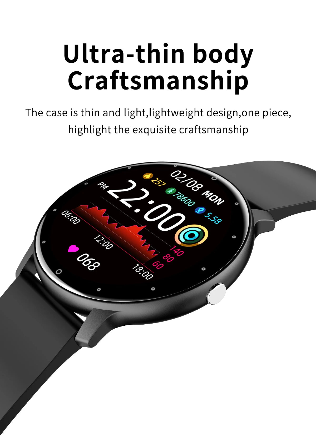 Fashion Men's Smart Watch Full Touch Screen Sports Fitness Tracker IP68 Waterproof Bluetooth Smartwatch for Men Women Smartphone