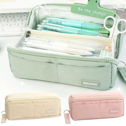School Supplies Pencil Bag Portable Simple Aesthetic Pencil Organiser Back To School Present Simple Style Zipper Cute Stationery