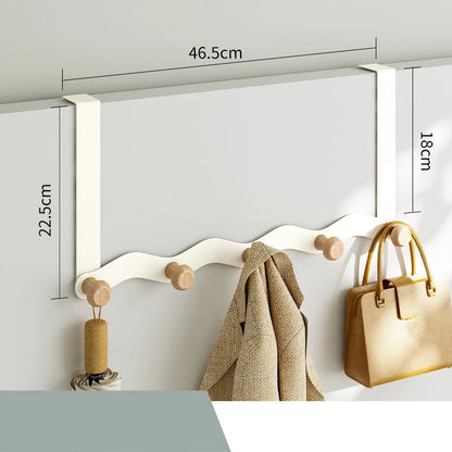 Wave Shaped Door Hook Bedroom Door Back Hanging Hanger Living Room Key Coat Hook Punch-Free Wall Mounted Wooden Hooks Wall Decor