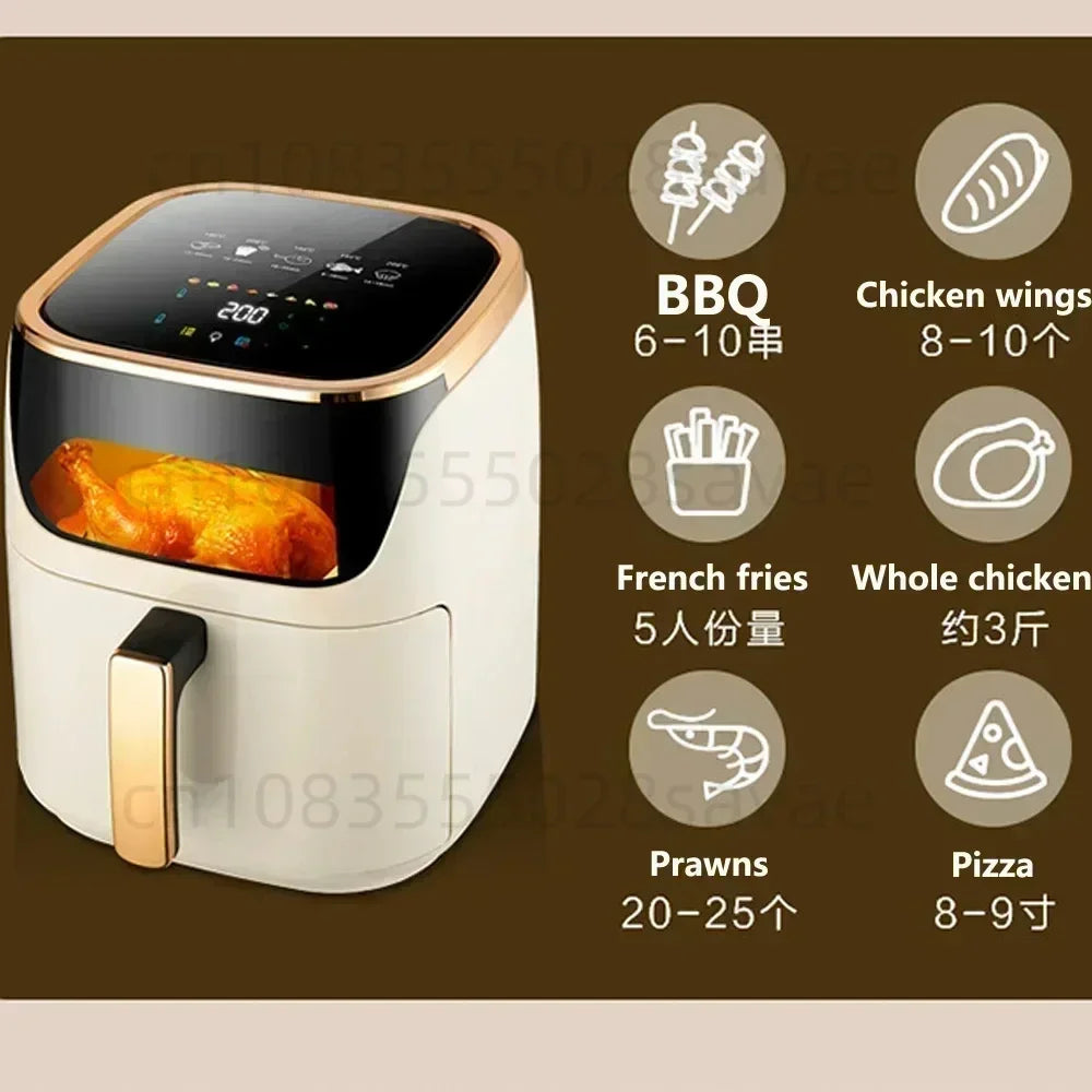Smart Air Fryers 10L Large-capacity Household Multi-functional Smart Oil-free Smokeless Electric Oven AirFryers 220V