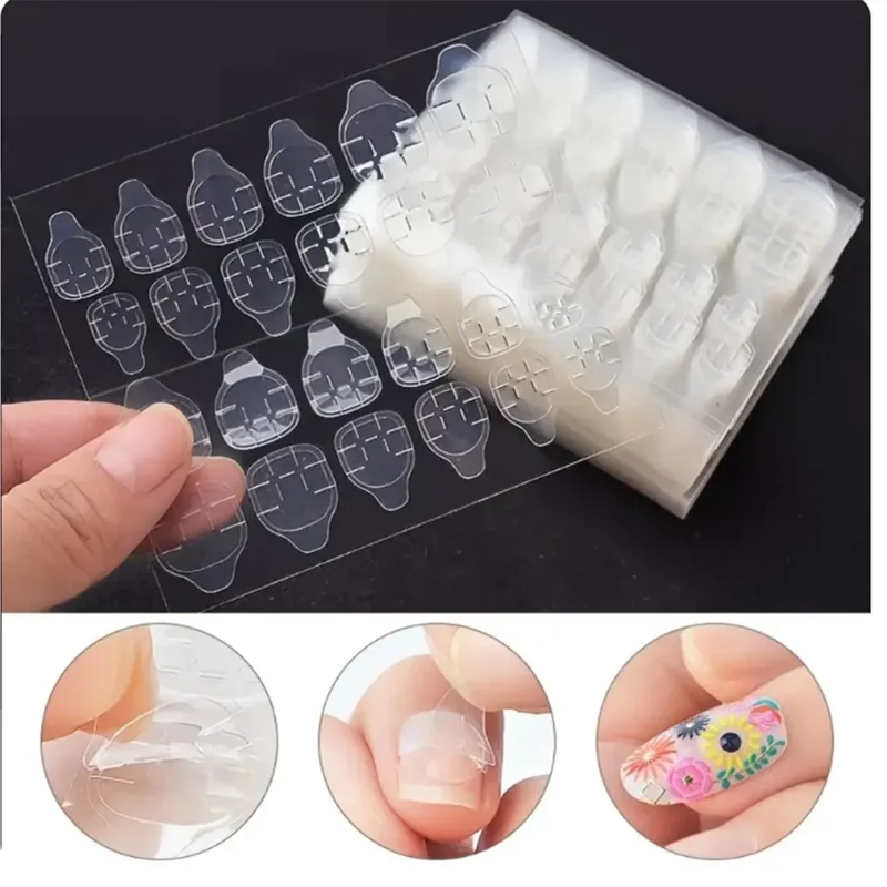 240PCS Strong Adhesive Glue Tape for Press-on Nail Tips - Double Side Adhesive Film for False Nails-Transparent
