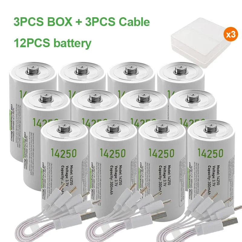 14250 3.7V 300mAh Rechargeable Lithium Battery For Probes, Thermometers, Sights, Thermostats, Monitoring systems,Alarms,1/2AA