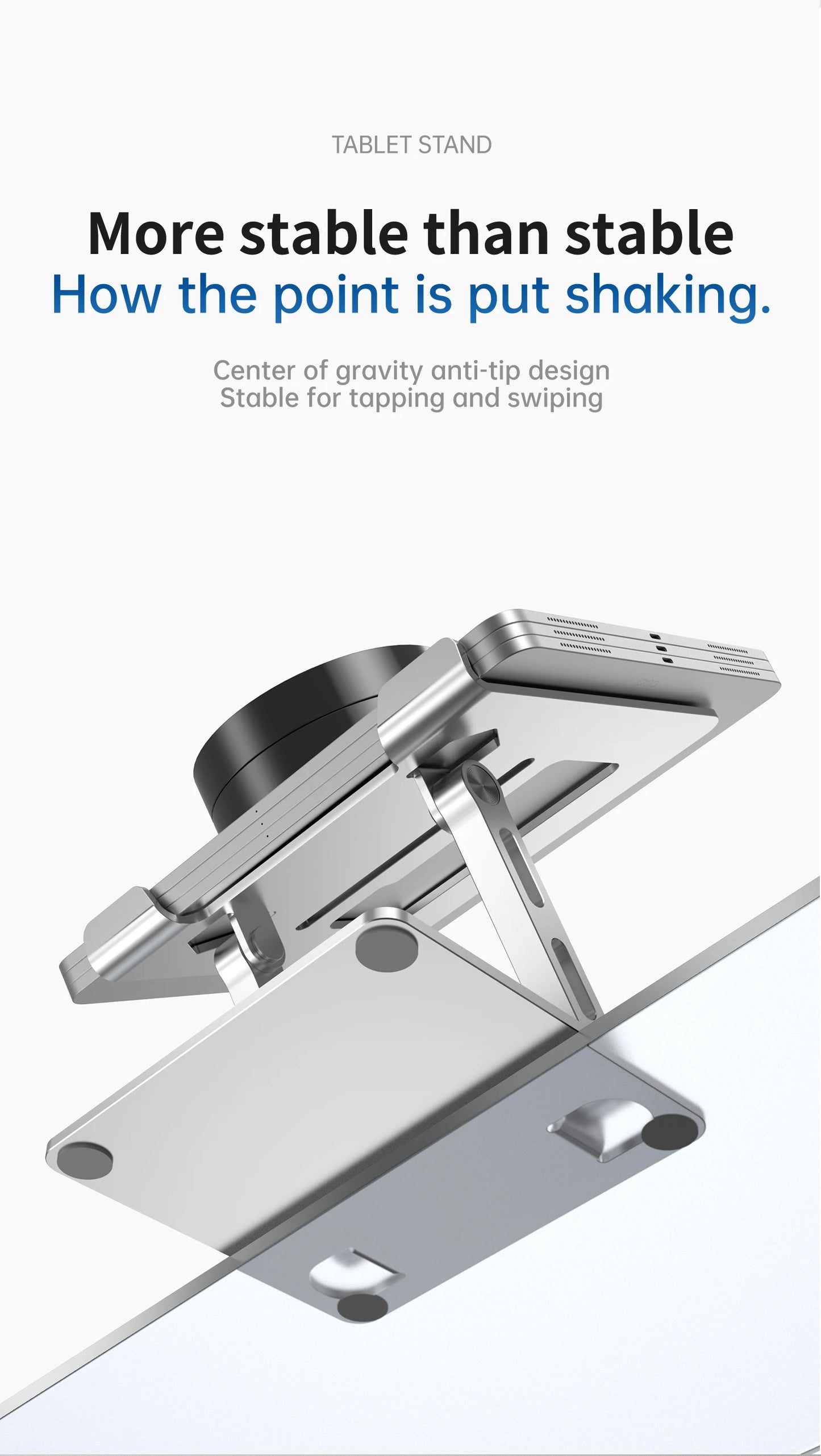 Tablet Stand, Swivel Tablet Stand with 360 Rotating Base, Adjustable Tablet Holder for Drawing, Compatible with iPad Pro/Air/Min