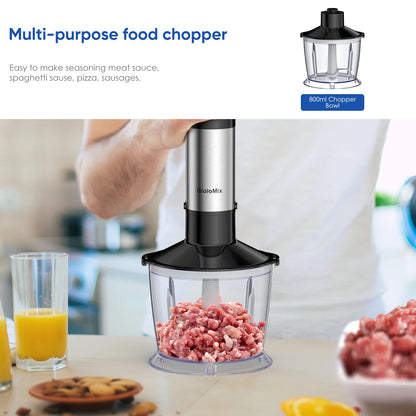 BioloMix 5 in 1 Immersion Hand Blender,1500W Blender with 304 Stainless Steel Blade,Food Processor,Smoothies Puree Baby Food