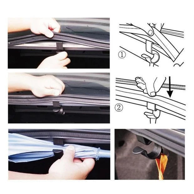 Car Trunk Umbrella Holder Hooks Car Interior Organizer Bag Hanger Trunk Fixed Hook Umbrella Clip Car Accessories