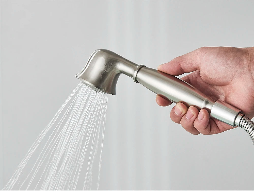 Brushed Nickle Hand Held Shower Head Handshower Head 100% Copper Head Faucet Accessory Single Function Shower Head Shower Hose
