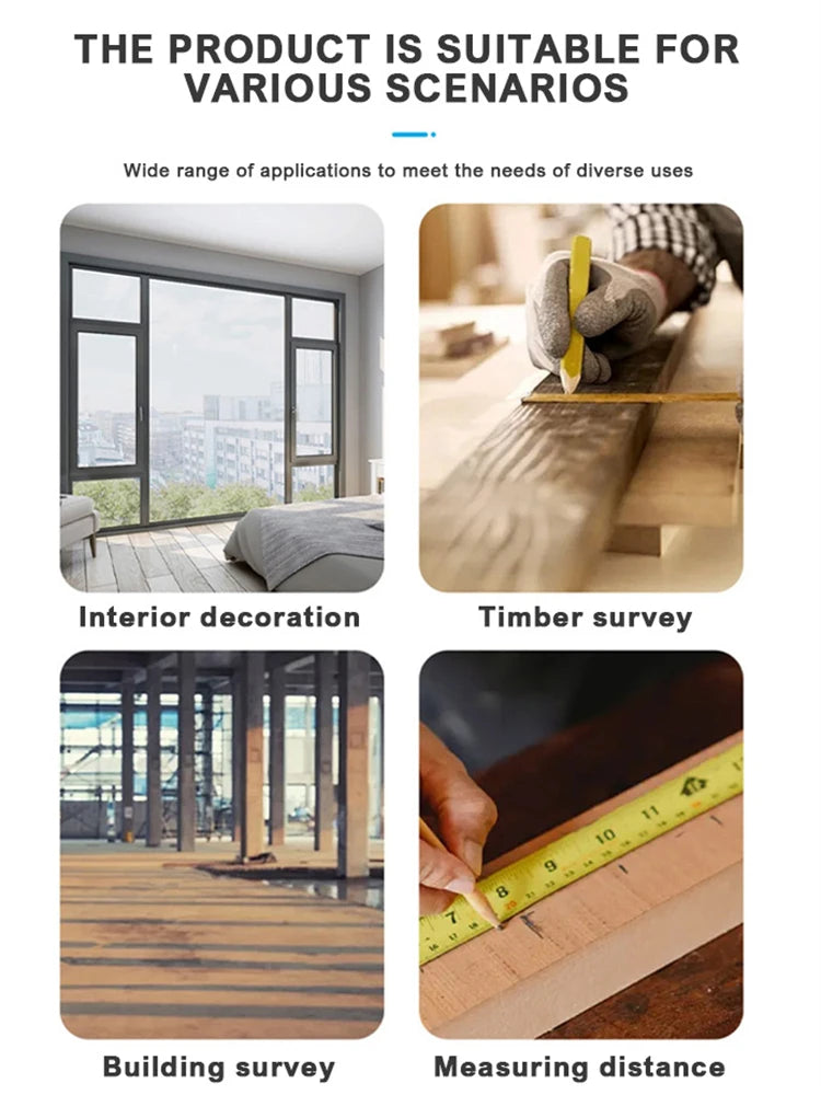 T1 Digital Tape Measure Professional Accurate Measuring Tool Green Laser E-Paper Measuring List Measurements Range Laser 0.2-50m