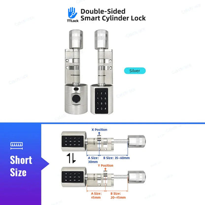 Smart Euro Cylindrical Door Lock ttlock app Keyless Security Entry Mechanical Key Waterproof fingerprint door lock For home