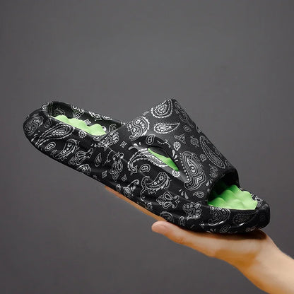 Men Flip-flops Summer Shoes Printing Sandals Trend Anti Slip Summer Sneaker Slippers Fashion Man Massage Slippers Beach Sandals