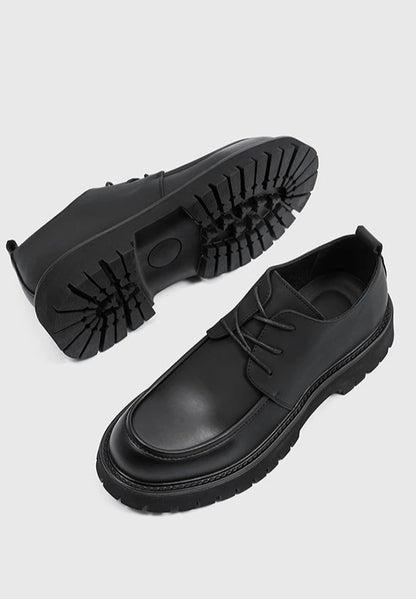 Men's Leather Shoes Black Round Toe Thick Sole Platform Male Casual Brogue Shoe Footwear Offer Designer Classic Original Retro