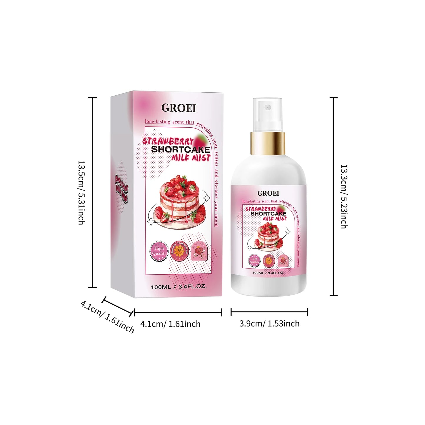 100ml Body Spray Strawberry Shortcake Milk Mist Long Moisturizing Brightening Soothing Body Increase Elasticity Firming Sprsy