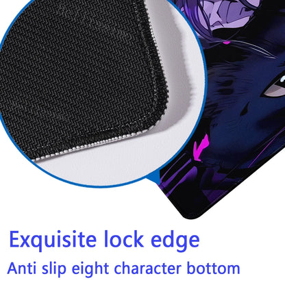 Black Cat and Girl Fast Keyboard pad lock-edge Extended teclado mousepad kawaii Purple Office desktop protection mouse pad XXL
